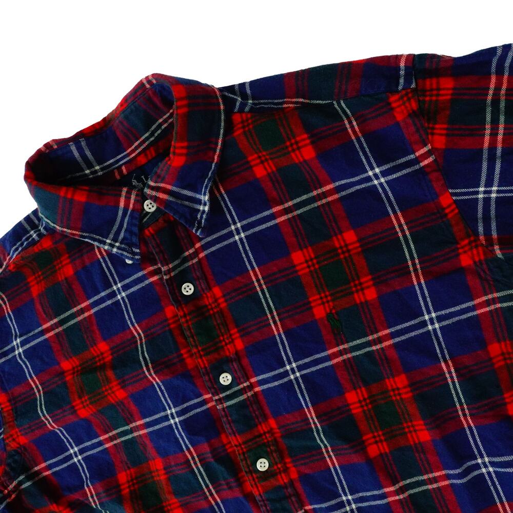 Ralph Lauren Vintage 90s Plaid Outdoor Hiking Flannel Button Up Shirt Men's XL